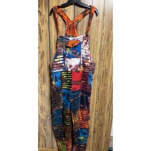 Kathmandu Import Patchwork Overall Jumpsuit TIE DYE Boho Hippie ART TO WEAR